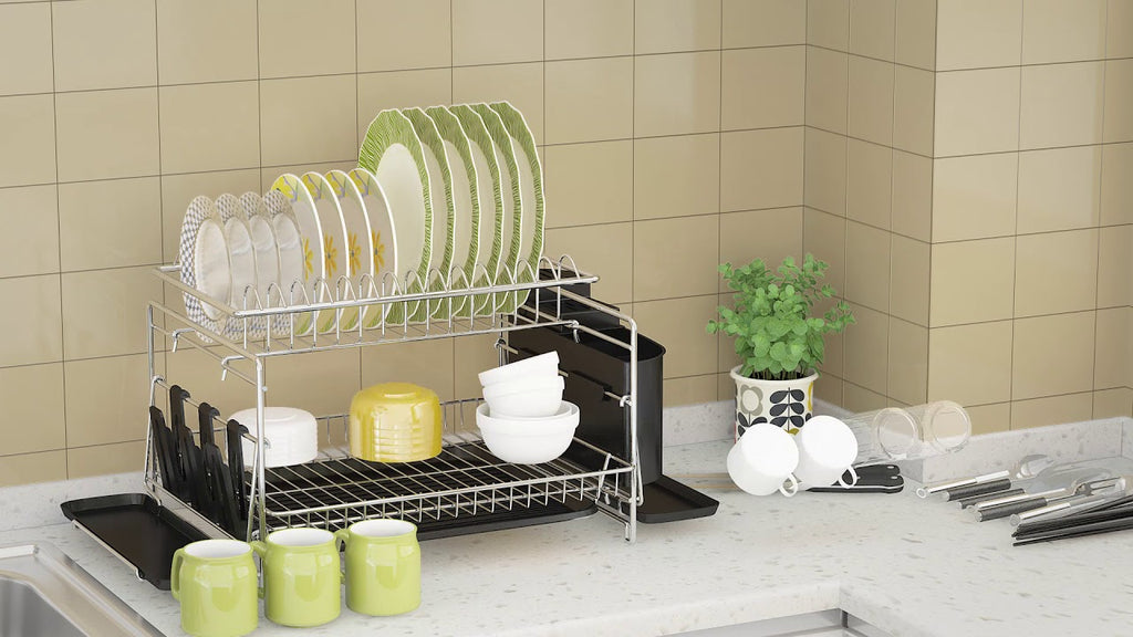Dish Drying Rack - 1Easylife 2 Tier Large Kitchen Dish Rack with Removable Drainboard by Tribesigns Furniture (11 months ago)