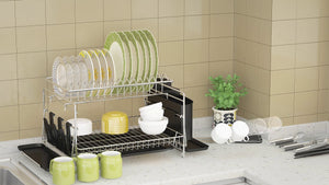 Dish Drying Rack - 1Easylife 2 Tier Large Kitchen Dish Rack with Removable Drainboard by Tribesigns Furniture (11 months ago)