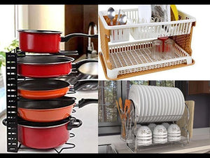 Kitchen dish racks EverEx™ Adjustable pan and Pot Rack Holder Dish Storage Organiser for Kitchen, Black for "stand for kitchen" M.R.P.: 2490.00 Price: 849.00 ...