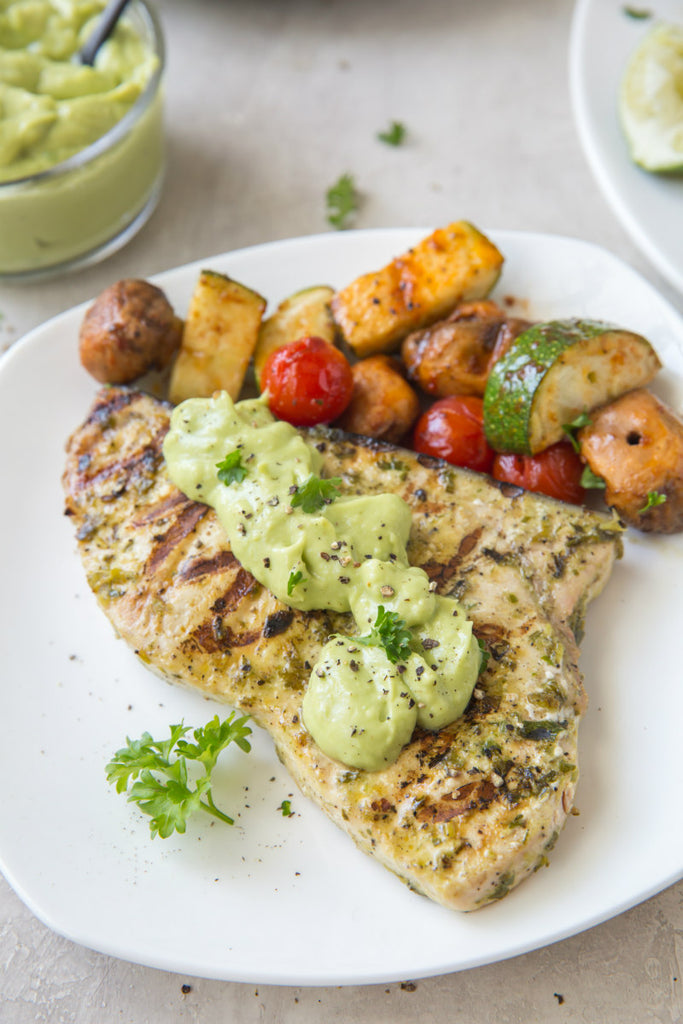This Grilled Swordfish with Avocado Mayonnaise is an absolutely terrific recipe for using up fresh swordfish steaks.