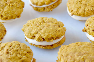 Pumpkin Oatmeal Cream Pies have that oatmeal cream pie flavor with a hint of pumpkin and spices throughout