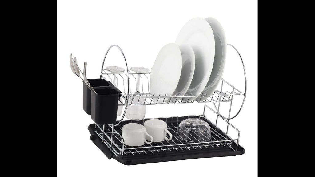 Deluxe Chrome-plated Steel 2-Tier Dish Rack with Drainboard / Cutlery Cup (BlackII) by Neat O (4 years ago)