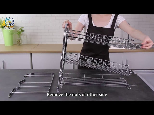 Deluxe Chrome-plated Steel 3-Tier Dish Rack with Cutlery holder & Cup Holder.Assembly Instructions 2018 hidi@chance-household.com +86 13823421195.