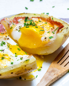 Double Baked Bacon + Egg Potatoes for Super Creative and Clean Breakfast Idea!