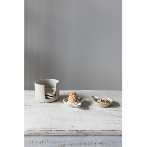 Stoneware Tapas Plates and Holder, Set of 5