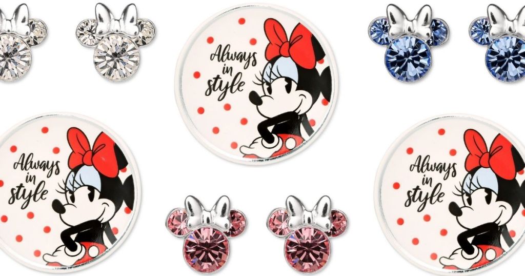 Disney Minnie Mouse Sterling Silver & Crystal Earrings w/ Bonus Trinket Dish Only $16.99 on Macys.com (Regularly $100)