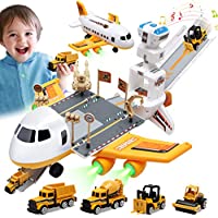Educational Toddler Airplane Toy Set with 4 Mini Construction Cars only $12.00
