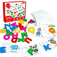 Youwo Alphabet Flash Cards Wooden Toddler ABC Learning Puzzle only $13.29