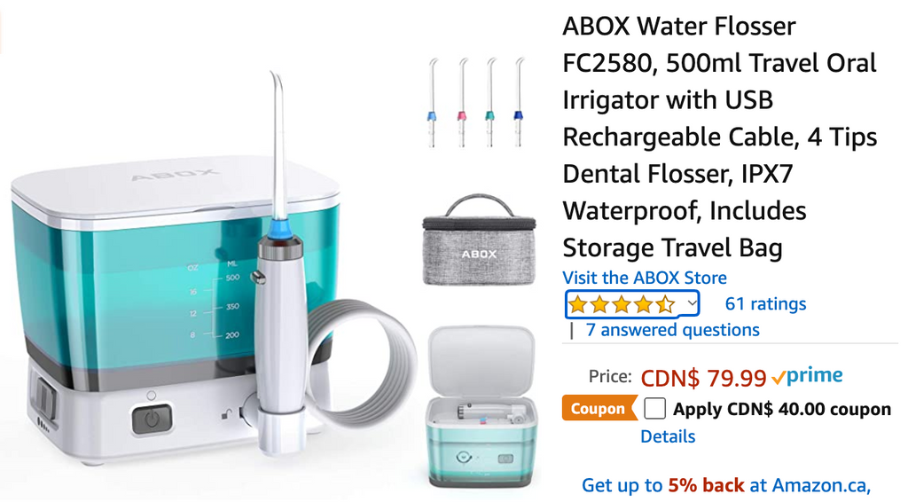 Amazon Canada Deals: Save 50% ABOX Water Flosser with Coupon + 40% on Animal Toddler Daypack + 43% on Magnetic Eyeliner & Eyelash Kit + More Offers