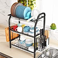 1Easylife 3 Tier Dish Rack Stainless Steel with Utensil Knife Holder only $22.48