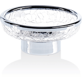 DWBA Crackled Glass Free Standing Round Soap Dish Holder Tray Soap Holder