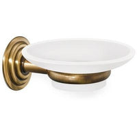 SCBA Retro Wall Mounted Soap Dish Holder Frosted Glass Tray Soap Holder - Brass