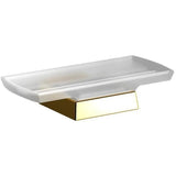 Sonia S7 Frosted Glass Soap Dish Holder Tray Soap Holder for Bathroom, Brass