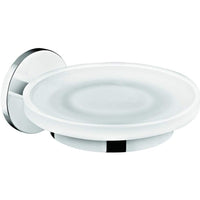 Round Self-Adhesive Glass Soap Dish Holder Tray Soap Holder, Brass Chrome