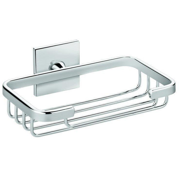 Square Self-Adhesive Shower Soap Dish Holder Tray Rack Soap Holder, Brass Chrome