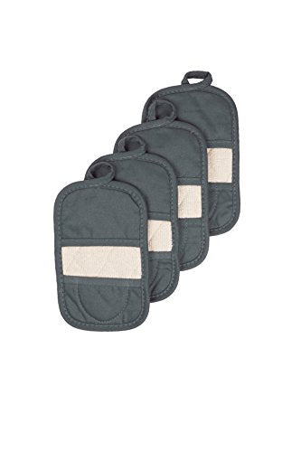 Ritz Royale Collection 100% Cotton Terry Cloth Mitz, Dual-Function Pot Holder/Oven Mitt Set, 4-Pack, Graphite