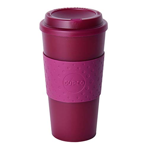 Copco Acadia Double Wall Insulated Travel Mug with Non-Slip Sleeve, 16-Ounce (Translucent Marsala Red)
