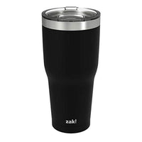 Zak Designs Double Wall Stainless Steel Vacuum Insulated Tumbler with Slide Lid and Splash-Proof Design Metal Water Bottle is Perfect for Outdoor Activity (30oz, Black, 18/8, BPA-Free)