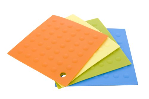 MIU FRANCE 99089 silicone pot holder set of 4, orange, yellow, green, blue