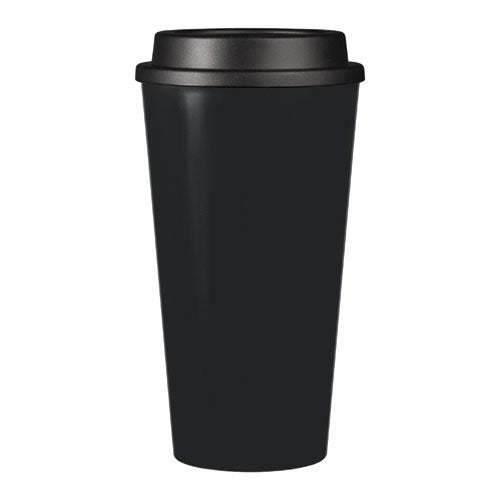 Reusable To Go Hot & Cold Beverage Tumbler - Double Wall with Sip Lid - 16oz. Capacity - Black