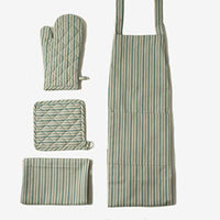 Kitchen Linen Set, 100% Cotton Kitchen Combo, Set of 5, Essential for all Kitchens, Apron, Oven Mitt, Pot Holder, Dish Towel