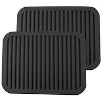 ME.FAN 9" x 12" Big Silicone Trivets - Multi-purpose Silicone Pot Holders, Spoon Rest and Kitchen Table Mat - Insulated, Flexible, Durable, Non Slip Hot Pads and Coasters (2 Set) Black