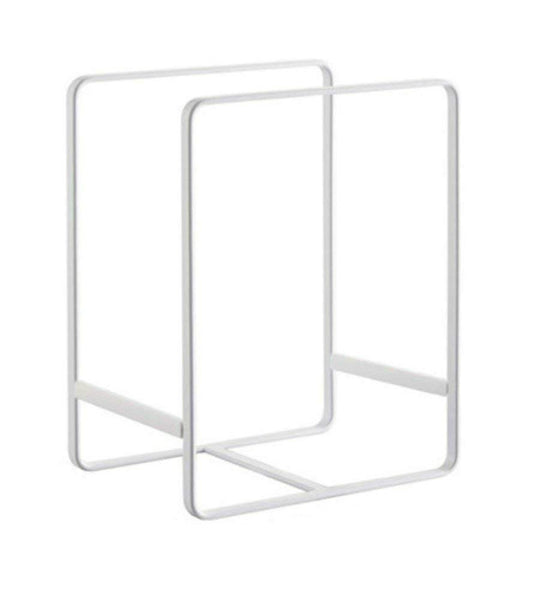 Metal Plate Dish Organizer Rack Stand for Kitchen Cabinet, Counter and Cupboard (Large, White)