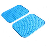 HOMEJIA 2 PCS Silicone Trivet Mats Hot Pot Holder Draining Boards Heat Insulation Placemats Baking Gadgets Dish Drying Pads 29.5x23.8cm/11.6" x 9.37" (Blue)