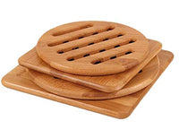 Bamboo Trivet, Weikai Home Kitchen Bamboo Hot Pads Trivet, Heat Resistant Pads Teapot Trivet, Square and Round (Multi-size, Pack of 4)