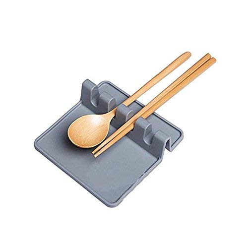 Momshand Kitchen Silicone Utensil Rest Ladle Spoon Holder Multipurpose Kitchen Utensil Rest (Grey)