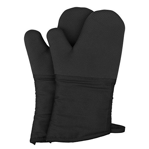 Magician Heat Resistant Oven Mitts - Non-Slip Grip Pot Holders for Kitchen Cooking Baking, up to 450?F Heat Resistant, Heavy Duty Oven Gloves - 1 Pair (Black)