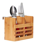 Home Intuition Bamboo Utensil Drying Rack Caddy Allows Air Dry for Silverware, Fits Dish Drying Rack