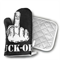 Funny The Simple and Crude Fuck Off Oven Mitts Cotton Quilting Lining, Oven Gloves and Pot Holders Kitchen Set for BBQ Cooking Baking, Grilling, Barbecue,
