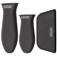 HOMKOM 3 Pack Silicone Hot Handle Holder/Assist and Mini Handle Holder/Pot holder for Cast Iron Skillet-black