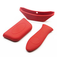 Evoio Silicone Hot Handle Holder?Potholder 3 Pack include for Cast Iron Skillets, Pans, Frying Pans & Griddles, Metal and Aluminum Cookware Handles (red)