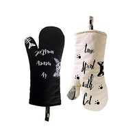 Oven Mitts with Quilted Cotton Lining, Professional Heat Resistant Kitchen Pot Holders, Funny Cat Oven Gloves with Long Sleeves Heat Resistant to 482 °F