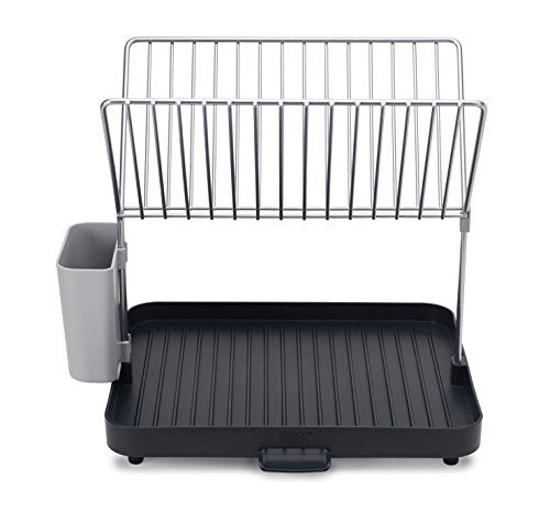 Joseph Joseph 85084 Y-Rack Dish Rack and Drain Board Set with Cutlery Organizer Drainer Drying Tray, Large, Gray