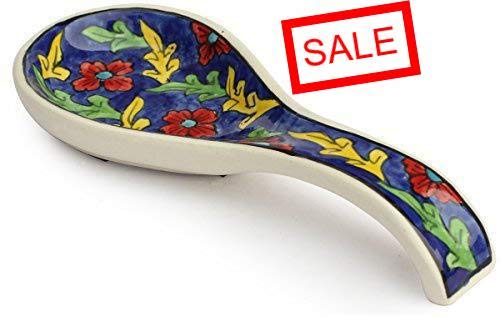 STOCK CLEARANCE SALE - ARB Exports - Ceramic Spoon Rest - Cooking Utensil Holder with Handle - Laddle Rest, Cooking Spoon Rest