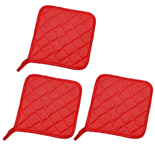 Vila 3-pcs Potholder with Pocket - Protects Your Hands from Kitchen Burns - Little Storage Space to Keep Things - Heat-Resistant Thick Lining - Durable and Easy to Store with Hanging Loop