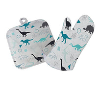 Style In Print Dinosaurs Pattern Kitchen Bar Oven Mitt & Pot Holder Set