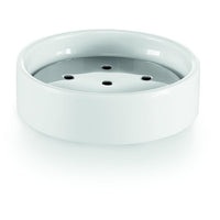 LB Saon Table Soap Dish Holder Soap Saver Holder Tray W/Drain White Porcelain
