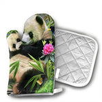 GUYDHL Unisex Oven Mitt and Pot Holder for Panda - 2 Pair