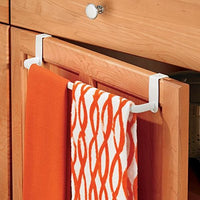 mDesign Over-the-Cabinet Kitchen Dish Towel Bar Holder - 14", White
