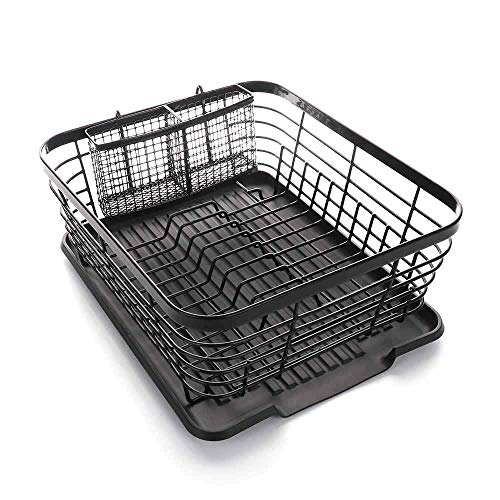 ASDOMO Dish Drying Rack Stainless Steel Dishes Drainer with Detachable Drainboard Rustproof Organizer Utensils Holder for Kitchen Counter