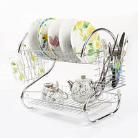2 Tiers Kitchen Dish Cup Drying Rack Holder Organizer Drainer Dryer Tray Cutlery By Dish Holder