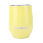 Pandaria 12 oz Stainless Steel Stemless Wine Glass Tumbler with Lid, Double Wall Vacuum Insulated Travel Tumbler Cup for Wine, Coffee, Drinks, Champagne, Cocktails, Yellow