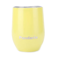 Pandaria 12 oz Stainless Steel Stemless Wine Glass Tumbler with Lid, Double Wall Vacuum Insulated Travel Tumbler Cup for Wine, Coffee, Drinks, Champagne, Cocktails, Yellow