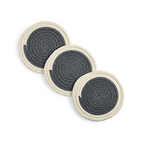 Pot Holders Set Trivets Kitchen Hot Pads Potholders Pure Cotton Thread Weave Hot Mats Set of 3 Spoon Rest Jar Opener Cotton Coasters For Cooking and Baking by Diameter 7 Inches (Dark Gray)