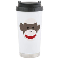 CafePress Sock Monkey Face Stainless Steel Travel Mug Stainless Steel Travel Mug, Insulated 16 oz. Coffee Tumbler