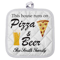 Personalized Custom Text Pizza and Beer Polyester Pot Holder Trivets